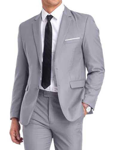 Fxzpiodi Mens Suit Slim Fit 2 Piece Suits,Two Button Solid Business Wedding Tuxedo Suit for Prom Suit Jacket and Pants