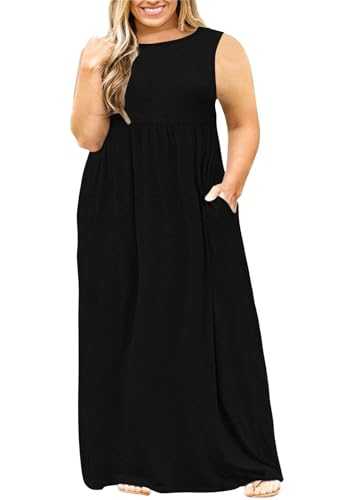 Nemidor Women Short Sleeve Loose Plain Casual Plus Size Long Maxi Dress with Pockets