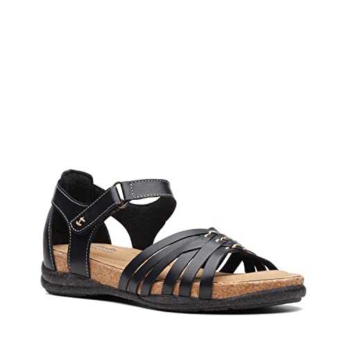 Men's Roseville Cove Flat Sandal, Black Leather, 7.5 UK