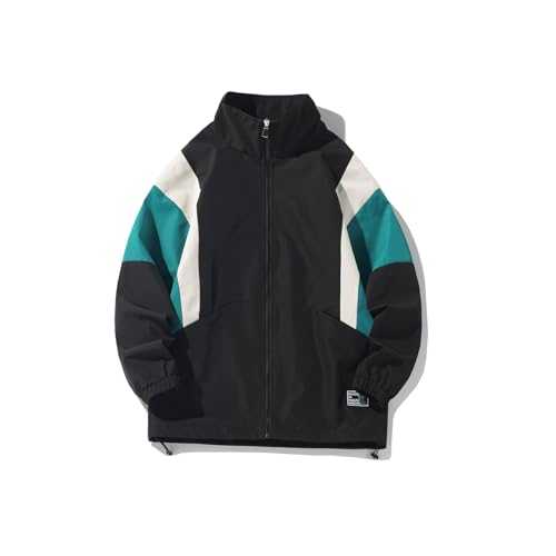 GURUNVANI Patchwork Jacket Mens Full Zip Windbreaker Vintage Varsity Jacket