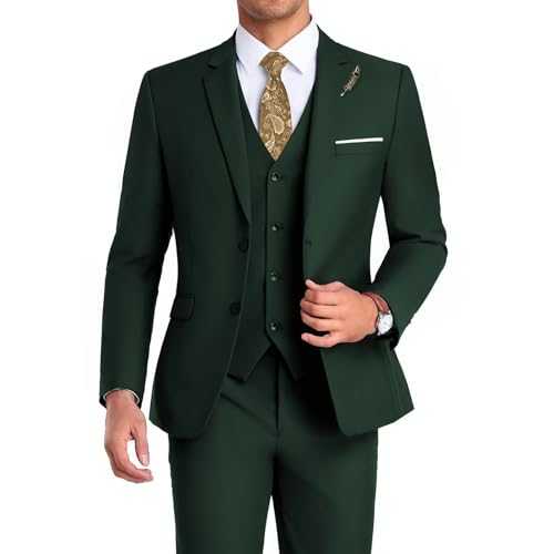 High-End Suits Men Suit 3 Pieces Slim Fit, Two Button Wedding Suit Prom Suit for Men Business Suit Jacket Vest Pant and Tie