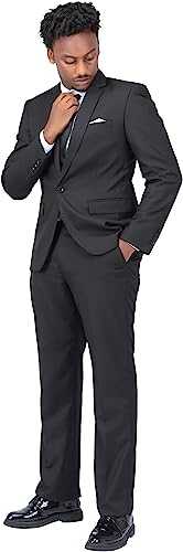 YOUTHUP Men's 2 Piece Slim Fit Suits Black