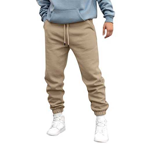 Men's Sweatpants Solid Regular Fit Tracksuit Bottoms Cuffed Ribbed Joggers Lightweight Outdoor Sports Trousers Basic Active Fleece Pant Comfy Lounge Trouser Athletic Yoga Pant Casual Track Pants XXXL