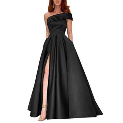 yhfshop Women's Elegant Ball Evening Gowns,Party Gowns for Women with Slit,black,US14,Long Evening Dress