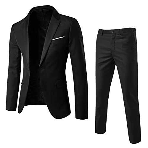 Mens Suits 2 Piece Regular Fit, Mens 2 Piece Wedding Suit Business Suits for Men Formal Suit for Men Slim Fit Suit Tuxedo Blazer Suits Business Wedding Party Jacket Coat and Trousers Men's Suits