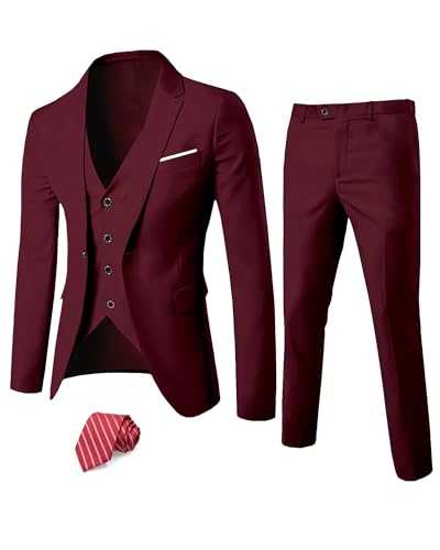 EastSide Men's Slim Fit 3 Pieces Suit, One Button Blazer Set, Jacket Vest & Pants