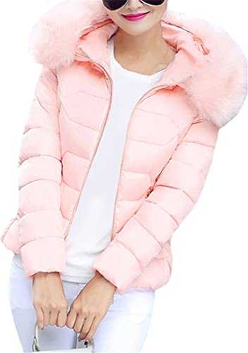 OMZIN Women Winter Warm Casual Thicker Slim Overcoat Hooded Jacket Parka Outerwear Puffer Faux Fur Collar Jacket
