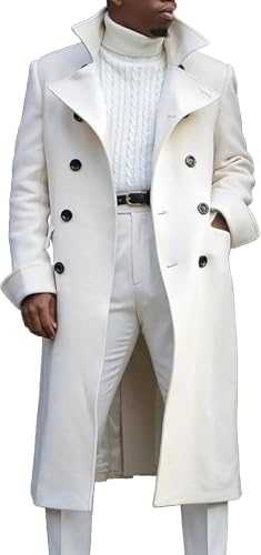 Goolecrimp Men's Casual Long Trench Coat Fashionable Lapel Long-Sleeved Double-Breasted Classic Coat Retro Business Loose Lightweight Jacket