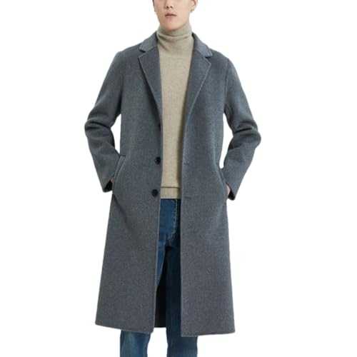 Men's Coat Wool Trench Coat Single Breasted Reversible Woolen Coat Business Casual Long Windbreaker Men's Clothing