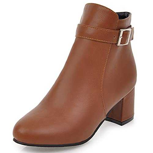 MJIASIAWA Women Block Mid Heel Winter Chelsea Boots Zip