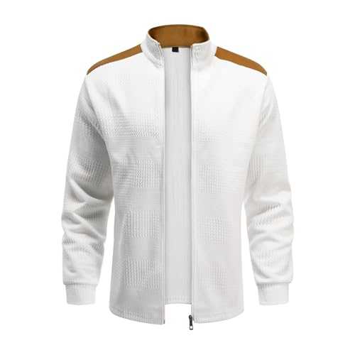 YOUTHUP Men's Lightweight Jacquard Jacket Casual Bomber Varsity Coat Zip-up Outwear