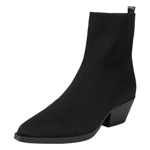 Memmyly Riding Ankle Boots Women's Cowboy Ankle Boots Small Heel Western Ankle Boots Teenager Girls Riding Boots Wellington Boots Women's Slip On Ankle Boots Half Length Boots