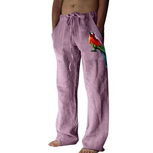 HELLORSOON Men Harem Pants,Lightweight Yoga Pants Mens Suit Trousers Loose Fit Straight-Leg Elastic Waist Drawstring Summer Beach Pant Jogging Bottoms Men Mens Baggy Joggers