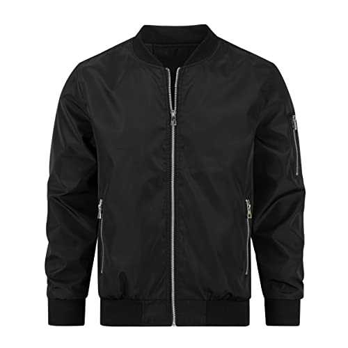 Men's Bomber Jacket Lightweight Casual Summer Sports Jackets Baseball Collar Cargo Outwear