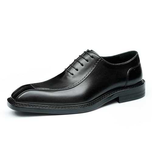 Men's Double Stitching Vintage Oxfords Business Formal Genuine Leather Dress Shoes
