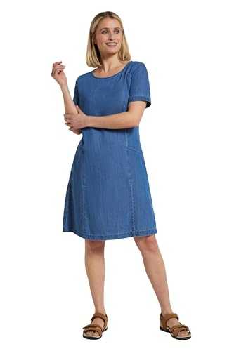 Mountain Warehouse Flora Womens Denim Dress - 100% Cotton Ladies Summer Dress, Lightweight, Breathable, Relaxed Fit, Crew Neckline - Best for Travelling, Outdoors Denim 12