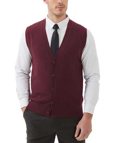 Kallspin Men's Wool Blend Gilets Relax Fit V Neck Knit Sweater Vest Sleeveless Cardigan with Buttons