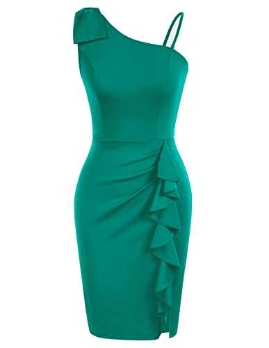 Belle Poque Women Single Shoulder Halter Dress Spaghetti Strap Bodycon Sexy Cocktail Party Dress