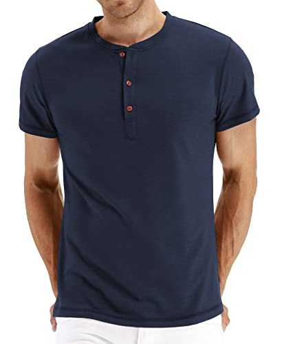 NITAGUT Mens Fashion Casual Front Placket Basic Short Sleeve Henley T-Shirts Tops