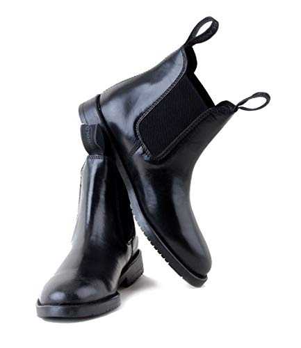 Rhinegold COMFEY CLASSIC LEATHER JODHPUR BOOTS FOR WOMEN or MEN - Traditional Unisex Horse Riding Boots - No Zippers, Easy On/Off, Elastic Sides - Black or Brown'