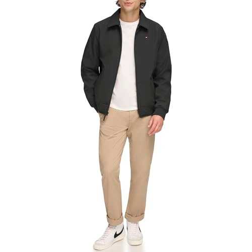 Tommy Hilfiger Men's Lightweight Water Resistant Varsity Bomber Jacket Shell