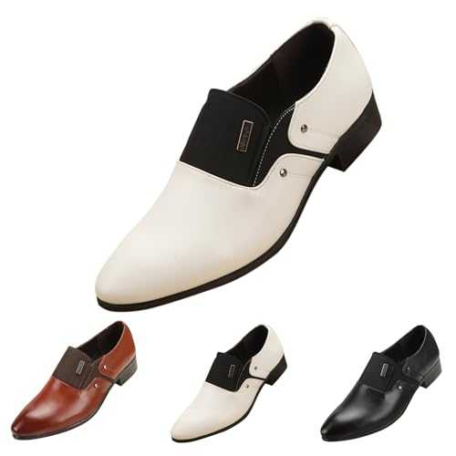 Elegant Oxford Shoes for Men Slip On Derby Formal Dress Shoes Mens Business Causal Wedding Loafers Comfort Leather Footwear Classic Patent Brogues Shoe Men's Driving Shoes Black Brown White