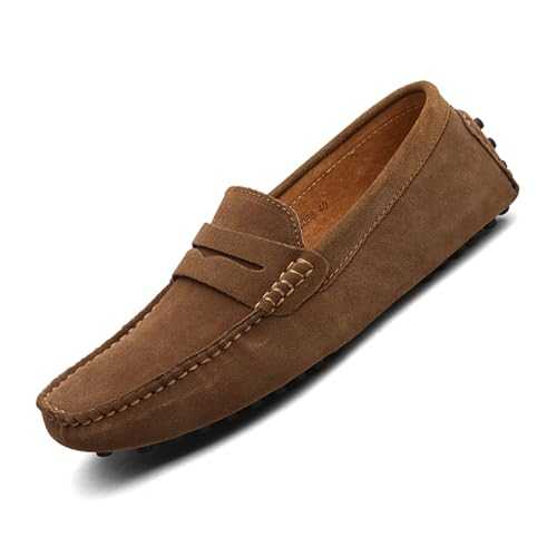 PPXID Men's Penny Loafers Slip-On Suede Moccasins Deck Boat Shoes