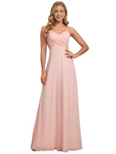 Ever-Pretty Women's Spaghetti Straps V-Neck A-Line Sleeveless Chiffon Empire Waist Backless Maxi Bridesmaid Dresses ES80026