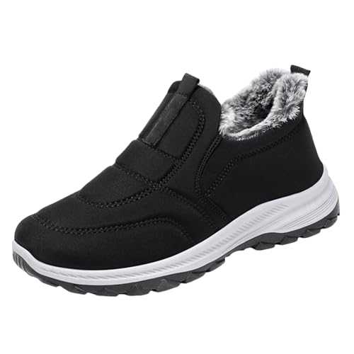 Orthopaedic Shoes For Women UK Wide Fit Arch Support Winter Flat Warm Snow Boots Fleece Lined Ankle Boots Waterproof Anti-Slip Short Booties Comfortable Walking Boots Casual Large Size Boots