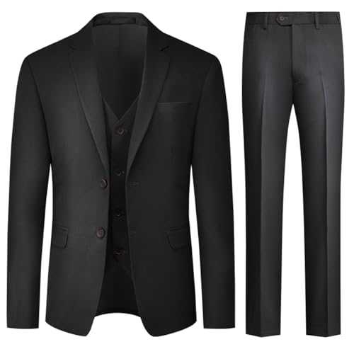 Allthemen Mens 3 Piece Stretch Business Suits 2 Button Classic Suit Blazer Waistcoat Trousers