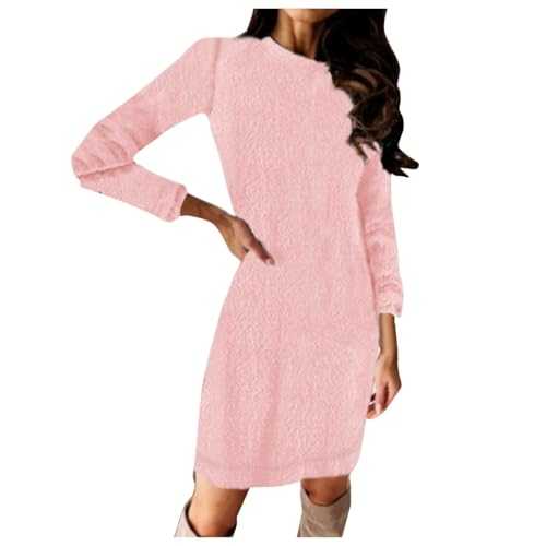 Zhsxertwy Women Summer Dress Trendy Womens Sweater Dress O Neck Long Sleeve Solid Knitted Dresses Evening Dresses for Women UK Plus Size