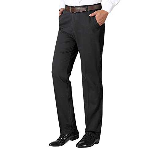 Suit Pants Mens Dress Pants Slim Fit Straight Leg Formal Elasticated Chino Golf Trousers Flat-Front Stretch Smart Casual Business Office Work Commute Long Slacks Pants with Pockets