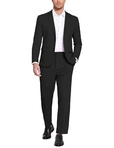 COOFANDY Men's Suits 2 Piece Slim Fit Suit Set 2 Button Lightweight Casual Knit Blazer Suit Jacket Pants