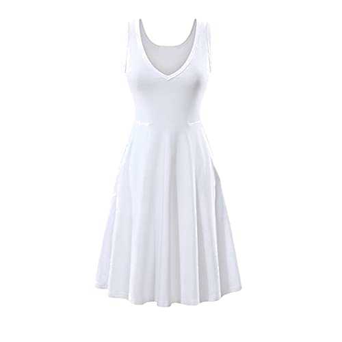 AMDOLE T Shirt Dresses Knee Length Women's Casual Dress Floral Print Outdoor Home Sleeveless Slim T Shirt Dress Tee Dress Swing Dress Plain Ruched V Neck Mini Dress Plus Size Shirt Dress