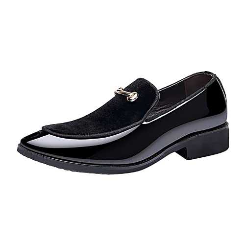 Men's Formal Dress Shoes Patent Leather Golden Snap Business Office Leather Shoes Elegant Evening Party Shoes Brogue Shoes Oxford Shoes for Men Wear-Resistant Driving Walking Mens Shoes