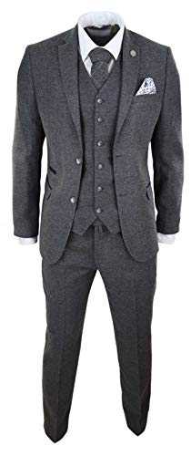 Mens Wool Tweed Suit 3 Piece Authentic 1920s Tailored Fit Classic