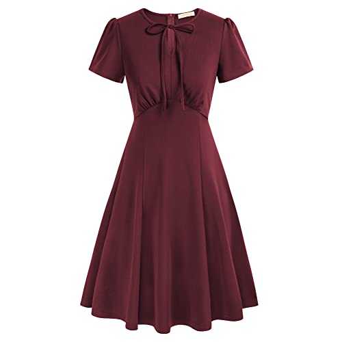 Belle Poque 1950s A-Line Retro Midi Dress Vintage Ruffle High Waist Cocktail Party Summer Dress