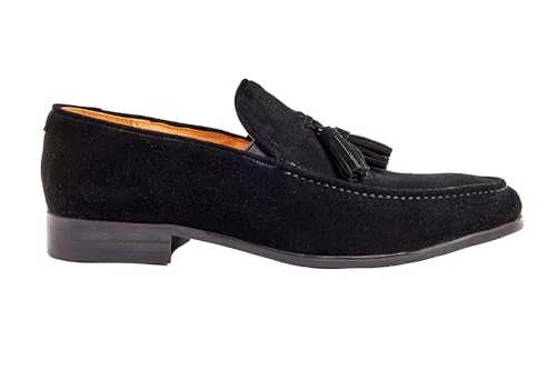 Real Suede Leather Tassel Loafers for Mens Hand Made Retro Slip on Driving Shoes