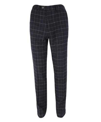Mens Tweed Check Slim Fit Suit Jacket Waistcoat Trousers Navy Blue Wedding Formal 3 Piece Sold Separately Set