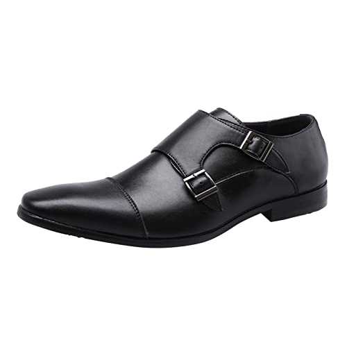 Monk Shoes for Men Formal Dress Shoes Fashion Double Buckle Business Leather Shoes Oxford Shoes for Men Wear-Resistant Driving Walking Mens Shoes Elegant Evening Party Pointed Toe Shoes