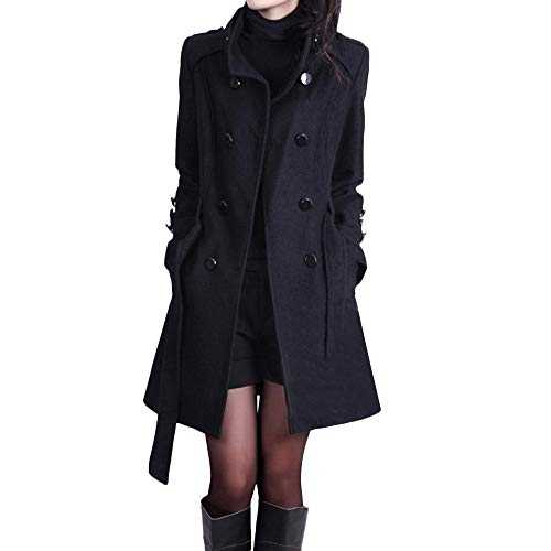 Cocila Fashion Warm Button Loose Winter Button Coat Sleeve Jacket Long With Belt Women Women's Coat Fitted Windbreaker Women Lightweight Pea Coats For Women Uk Womens Puffer Coats With Hood