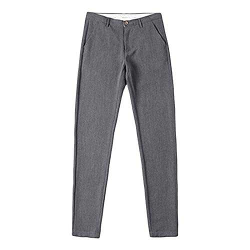 Men's Linen Plaid Business Comfort Pant Casual Straight Fit Tapered Suit Pant Ultra Lightweight Slim Trousers