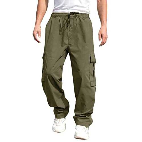 Generisch Versatile All Season Cargo Trousers for Men with Pockets Hem Plain Outdoor Trousers Plus Size Ski Suit Jogging Bottoms Short Men's Training Pants Men