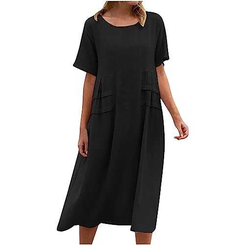 Ladies Dresses, 2024 Casual Summer Dress Comfortable Loose Fit Short Sleeve Dresses