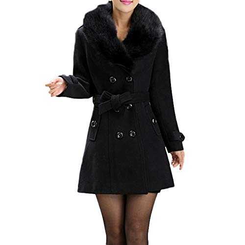 HOMEBABY Plus Size Womens Vintage Winter Lapel Wool Coat Faux Fur Collar Jacket Long Sleeve Cardigan Ladies Classic Winter Warm Parka Outwear Coats UK 8-22