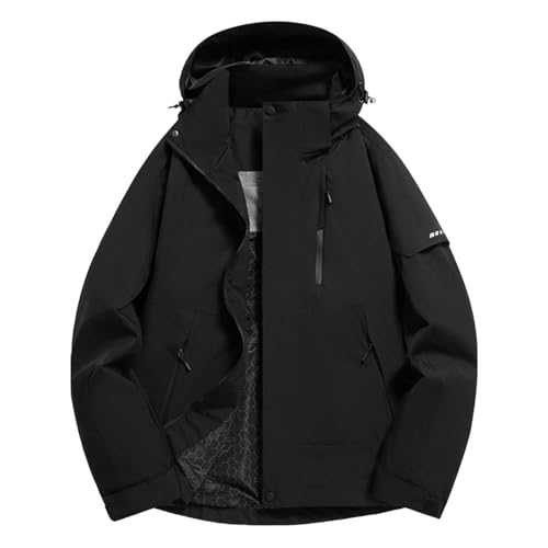Womens Waterproof Jacket Coat Patchwork Printed Windbreaker Coats Lapel Neck Trench Coats for Women Long Sleeve Winter Coat Zipper Ladies Warm Winter Coat Casual Loose Outerwear
