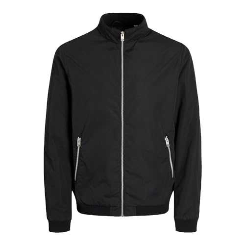 JACK & JONES Mens Bomber Jacket Lightweight High Neck Full Zip Coat Long Sleeve Jackets for Men, Size- S to 2XL