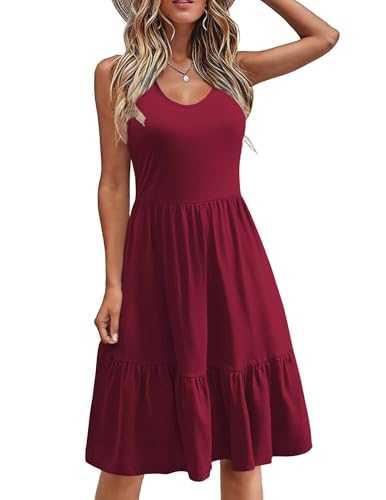 Zeagoo Women's Summer Dress Sleeveless Sundress Casual A-Line Floral Dress Crew Neck Midi Dress with Pockets