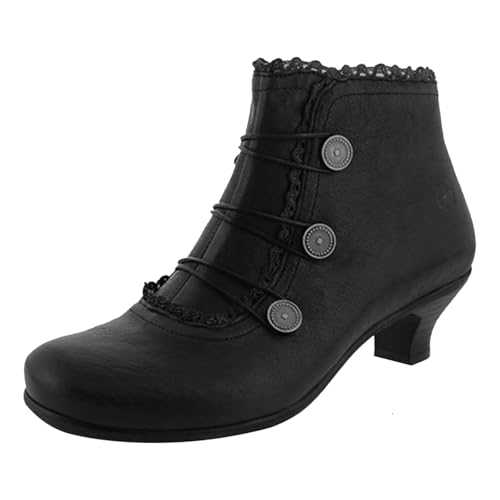 Generisch Women's Ankle Boots Leather Round Toe Retro Lacing Low Heel Fashion Short Boots for Any Outfit