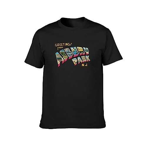 Greetings from Asbury Park N.J. 70S Rock Retro T-Shirt Black Mens Tees